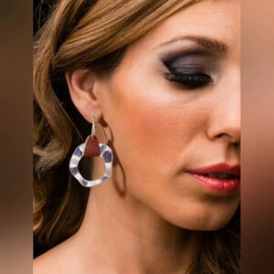 Silver Plated Faux Leather Dangle Earrings